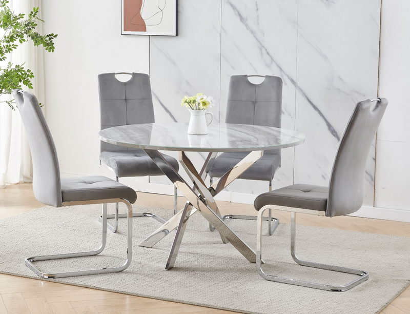 "Majestic Marble" 5-Piece Dining Table Set