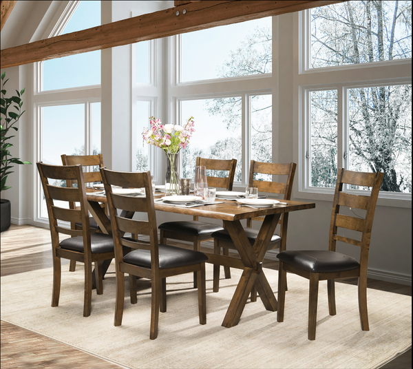 Live Edge Solid wood Dining table and 6 Chairs