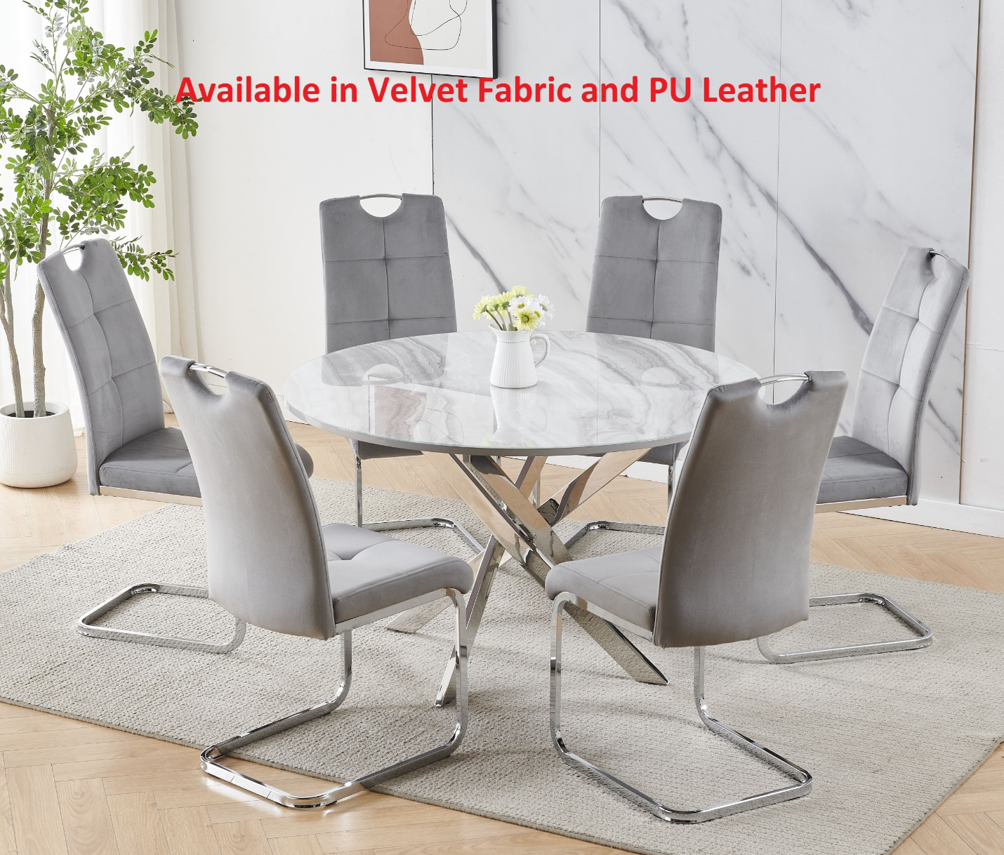 "Majestic Marble" 5-Piece Dining Table Set