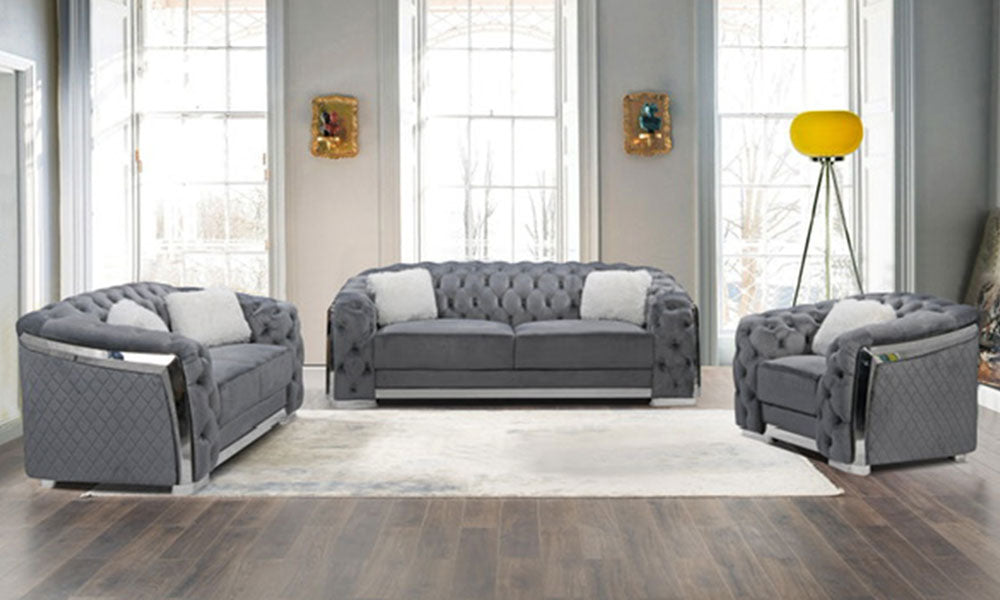"Sleek Grey Seating Ensemble"
