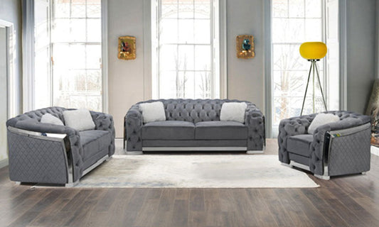 "Sleek Grey Seating Ensemble"