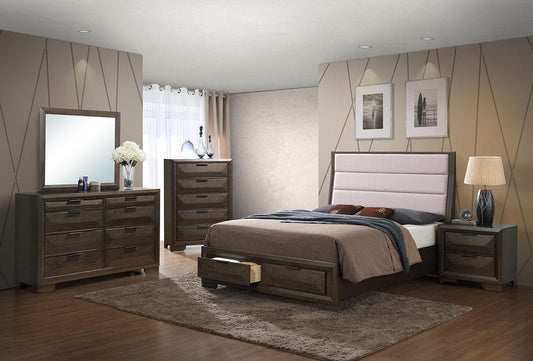 SOLATO WOODEN FABRIC - 6 PCS BEDROOM SET