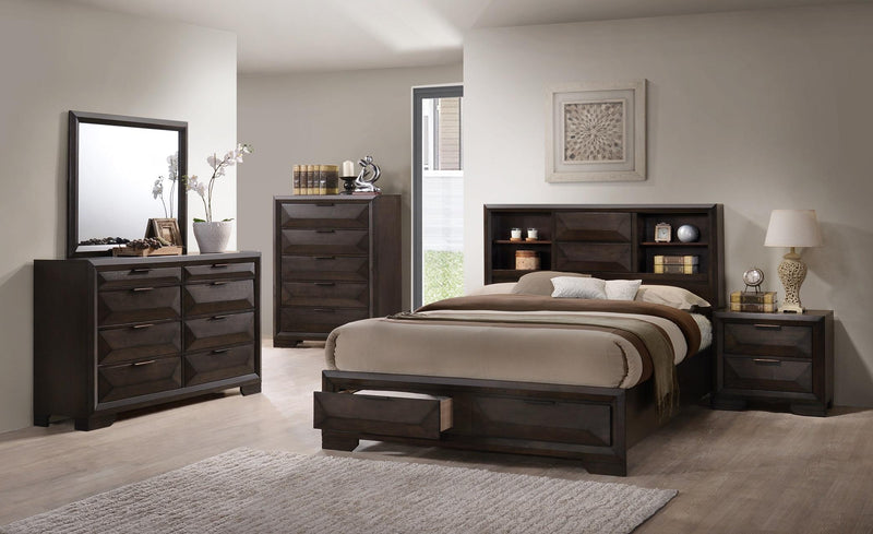 SOLID WOOD RICH WALNUT 6 PCS BEDROOM SET
