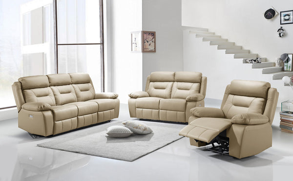 RECLINER SOFA SET LEATHER MATCH