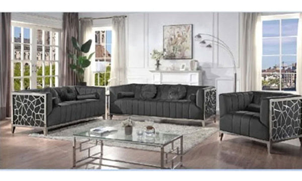 Black box-shaped 3-piece sofa